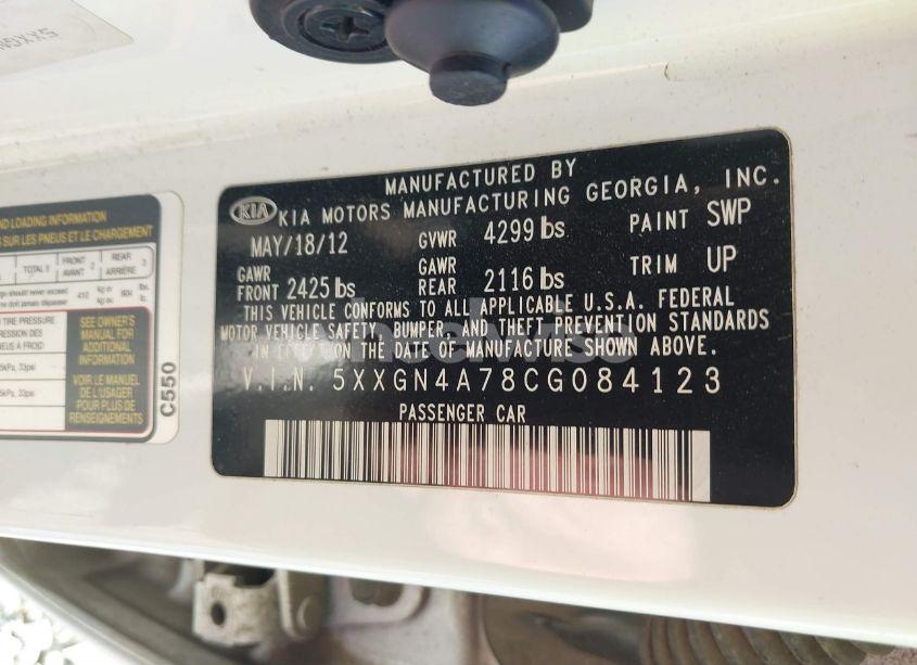 Photo 9 of 2012 Kia Optima EX (VIN 5XXGN4A78CG084123)