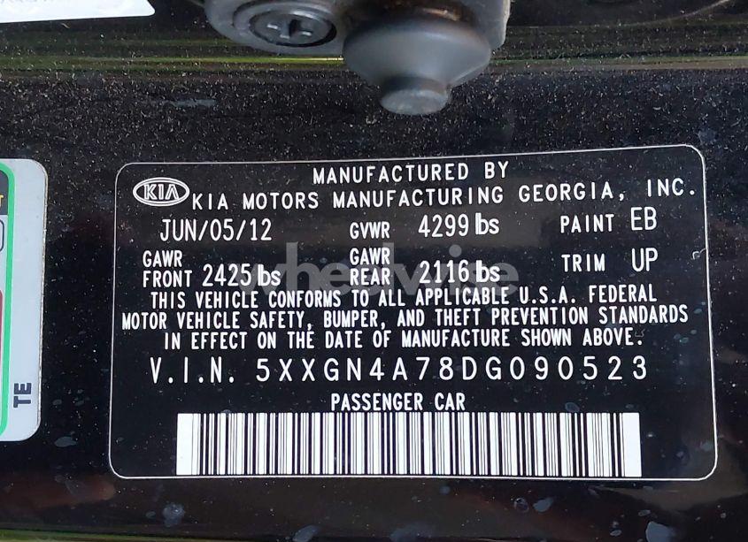 Photo 9 of 2013 Kia Optima EX (VIN 5XXGN4A78DG090523)