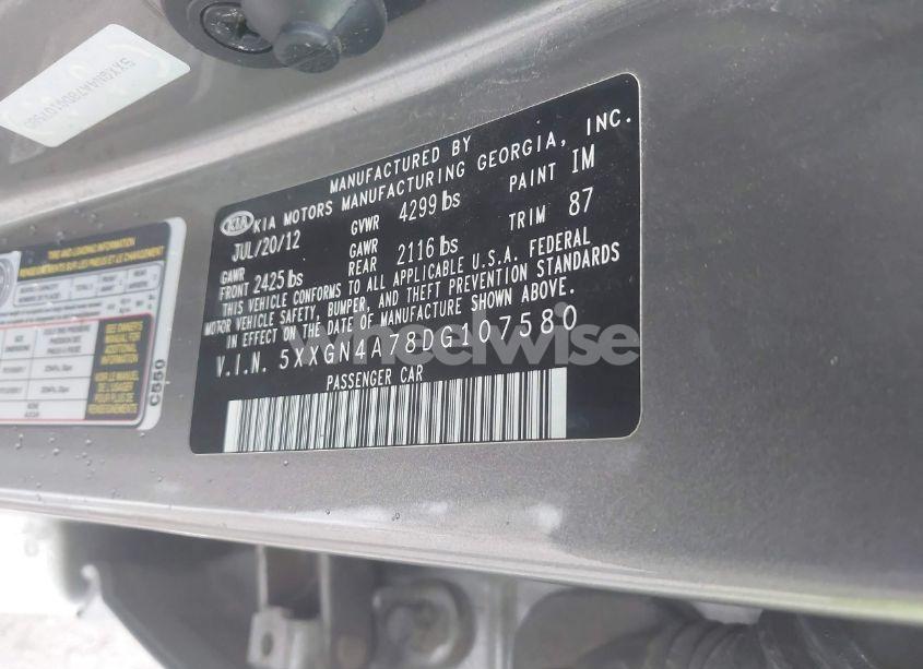 Photo 9 of 2013 Kia Optima EX (VIN 5XXGN4A78DG107580)