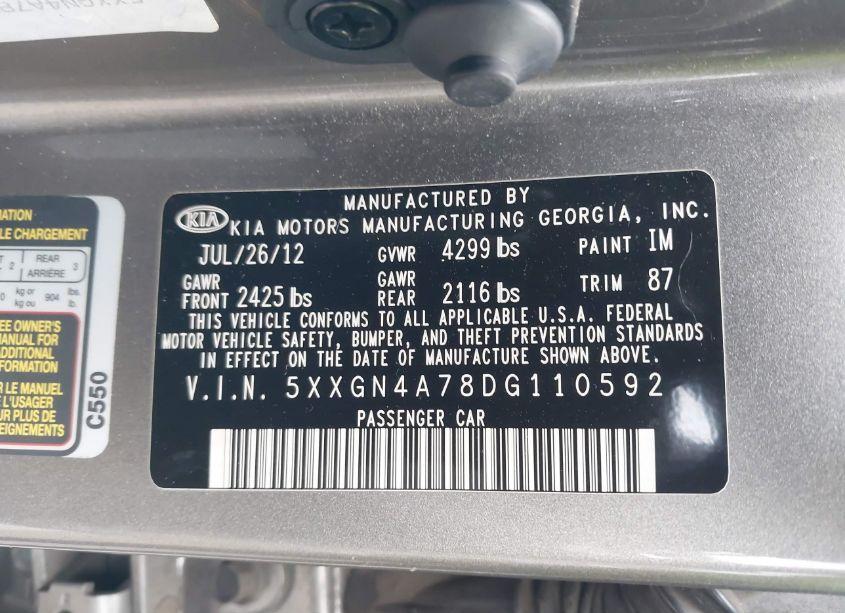 Photo 9 of 2013 Kia Optima EX (VIN 5XXGN4A78DG110592)