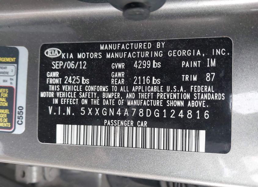 Photo 9 of 2013 Kia Optima EX (VIN 5XXGN4A78DG124816)