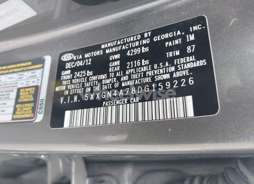 Photo 9 of 2013 Kia Optima EX (VIN 5XXGN4A78DG159226)