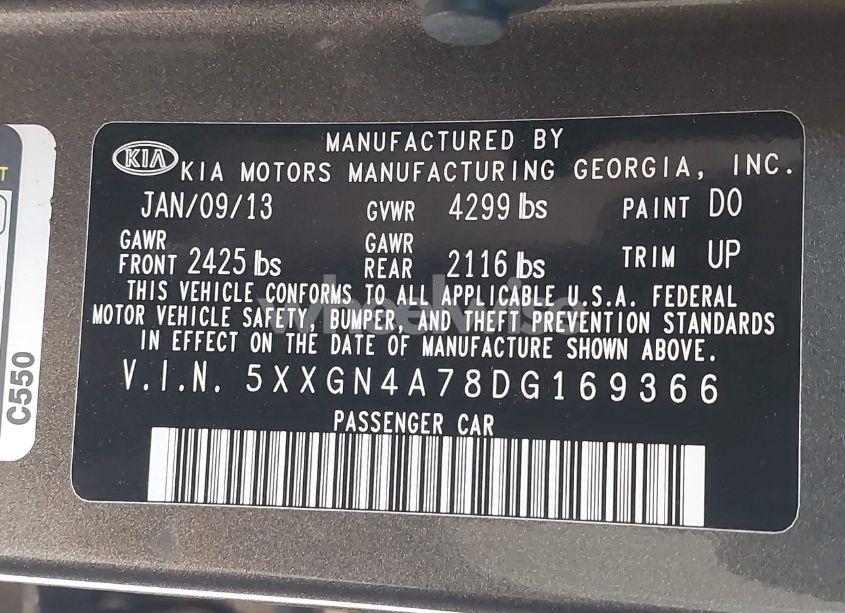 Photo 9 of 2013 Kia Optima EX (VIN 5XXGN4A78DG169366)