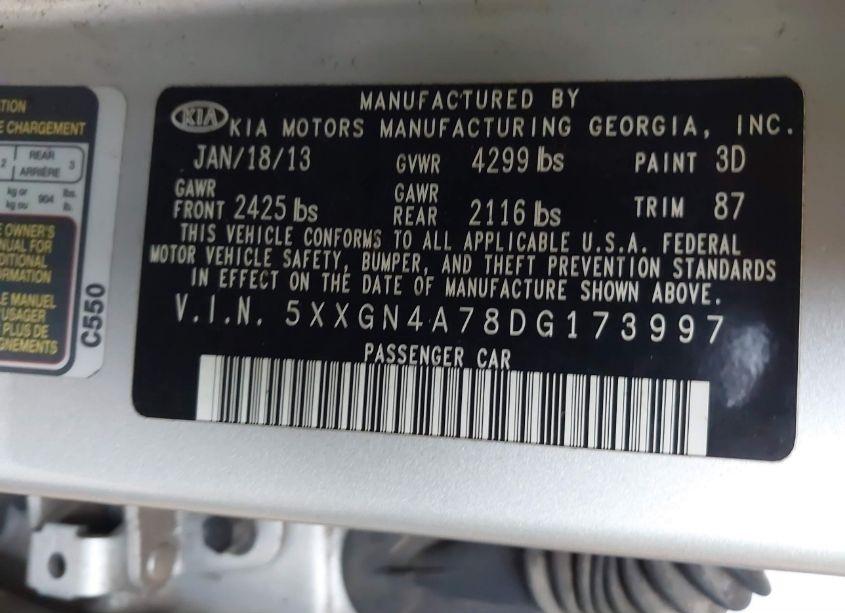 Photo 9 of 2013 Kia Optima EX (VIN 5XXGN4A78DG173997)