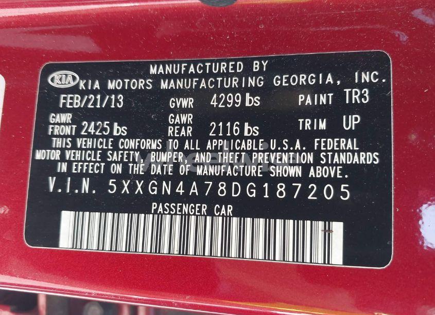 Photo 9 of 2013 Kia Optima EX (VIN 5XXGN4A78DG187205)