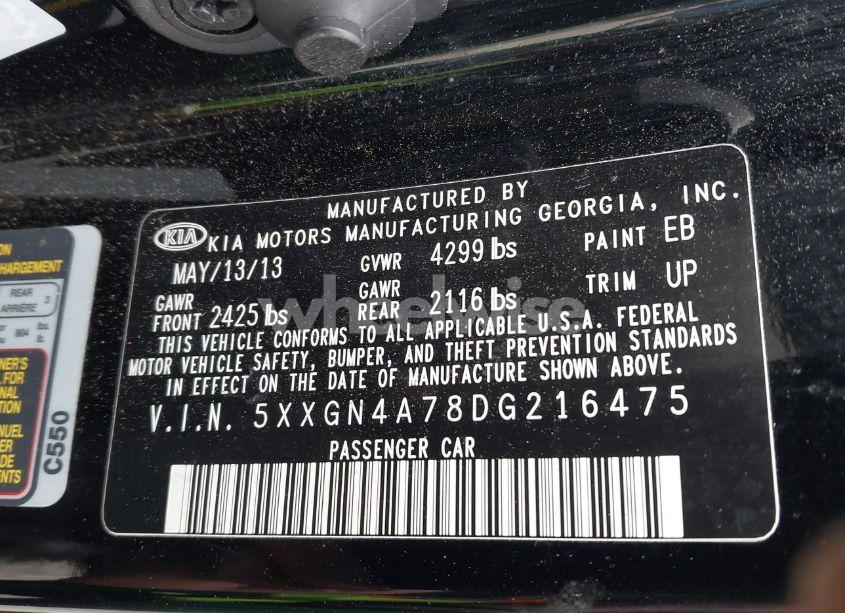 Photo 9 of 2013 Kia Optima EX (VIN 5XXGN4A78DG216475)