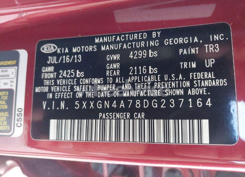 Photo 9 of 2013 Kia Optima EX (VIN 5XXGN4A78DG237164)