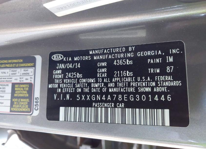 Photo 9 of 2014 Kia Optima EX (VIN 5XXGN4A78EG301446)
