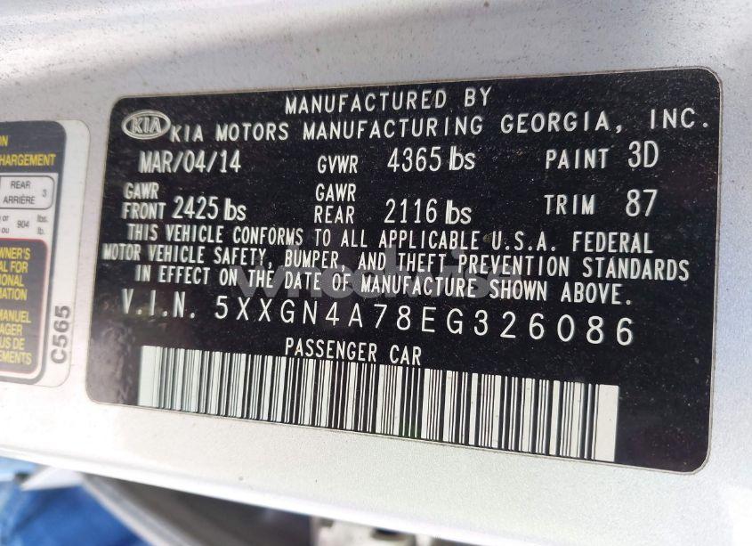 Photo 9 of 2014 Kia Optima EX (VIN 5XXGN4A78EG326086)