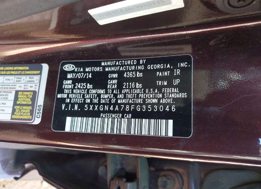 Photo 9 of 2015 Kia Optima EX (VIN 5XXGN4A78FG353046)