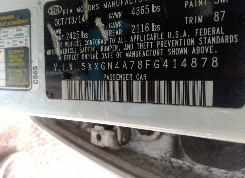 Photo 9 of 2015 Kia Optima EX (VIN 5XXGN4A78FG414878)