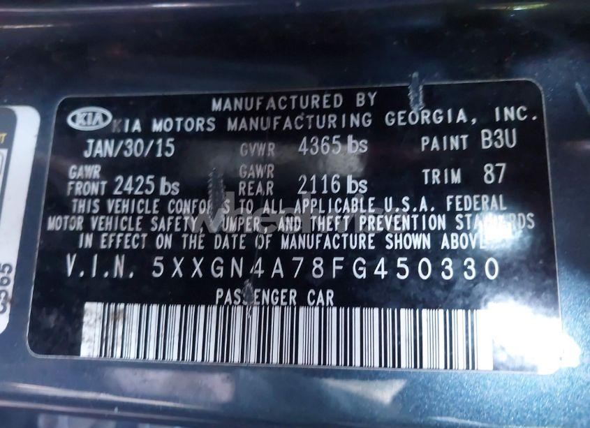 Photo 9 of 2015 Kia Optima EX (VIN 5XXGN4A78FG450330)