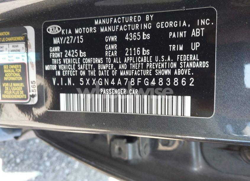 Photo 9 of 2015 Kia Optima EX (VIN 5XXGN4A78FG483862)