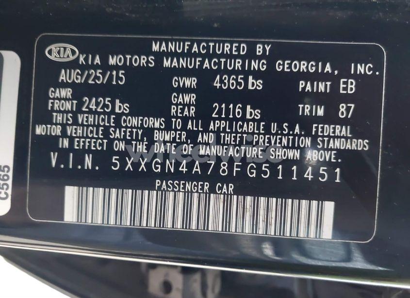 Photo 9 of 2015 Kia Optima EX (VIN 5XXGN4A78FG511451)