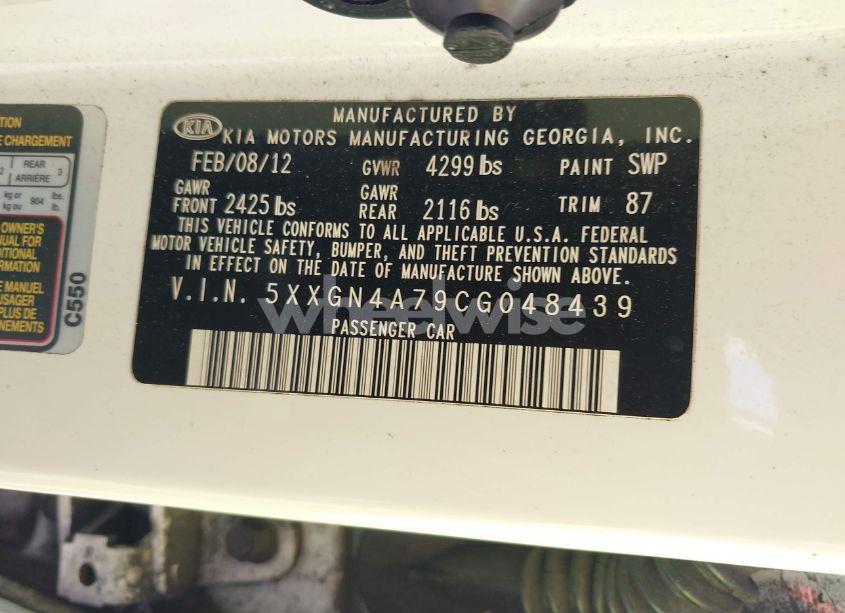 Photo 9 of 2012 Kia Optima EX (VIN 5XXGN4A79CG048439)