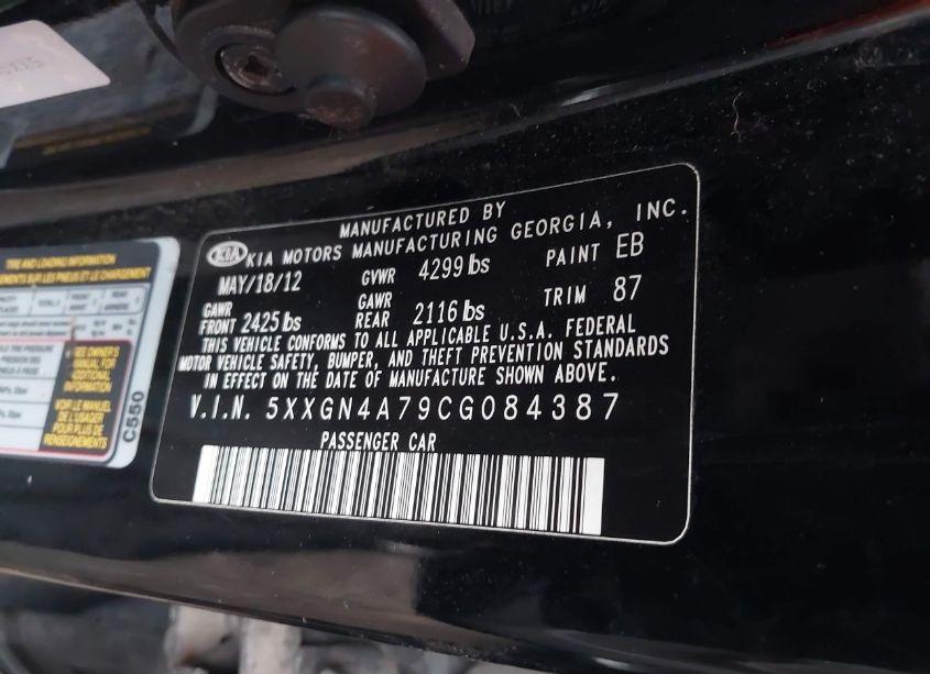 Photo 9 of 2012 Kia Optima EX (VIN 5XXGN4A79CG084387)