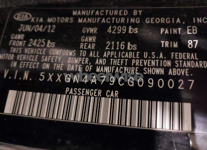 Photo 9 of 2012 Kia Optima EX (VIN 5XXGN4A79CG090027)