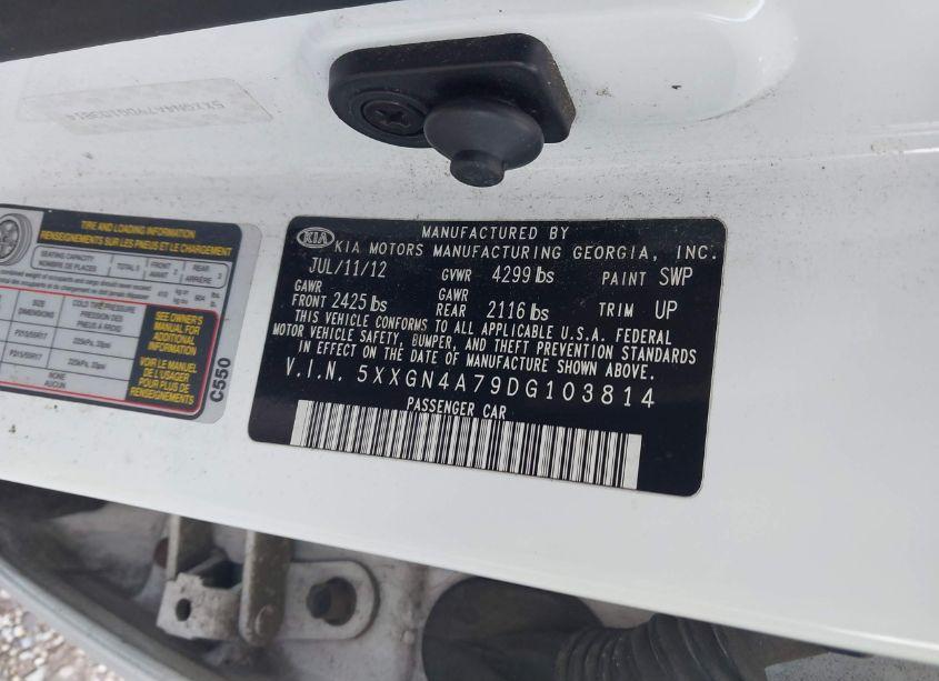 Photo 9 of 2013 Kia Optima EX (VIN 5XXGN4A79DG103814)