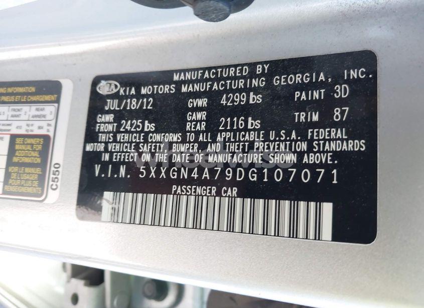 Photo 9 of 2013 Kia Optima EX (VIN 5XXGN4A79DG107071)