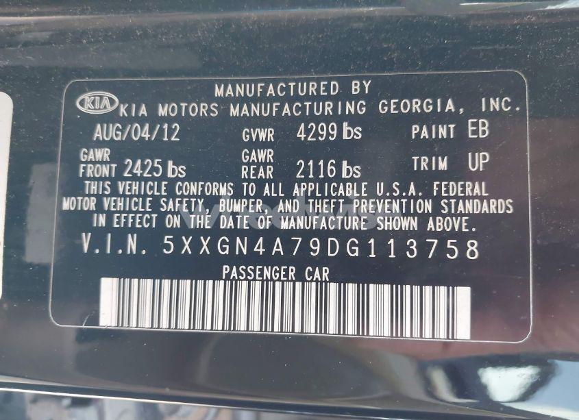 Photo 9 of 2013 Kia Optima EX (VIN 5XXGN4A79DG113758)