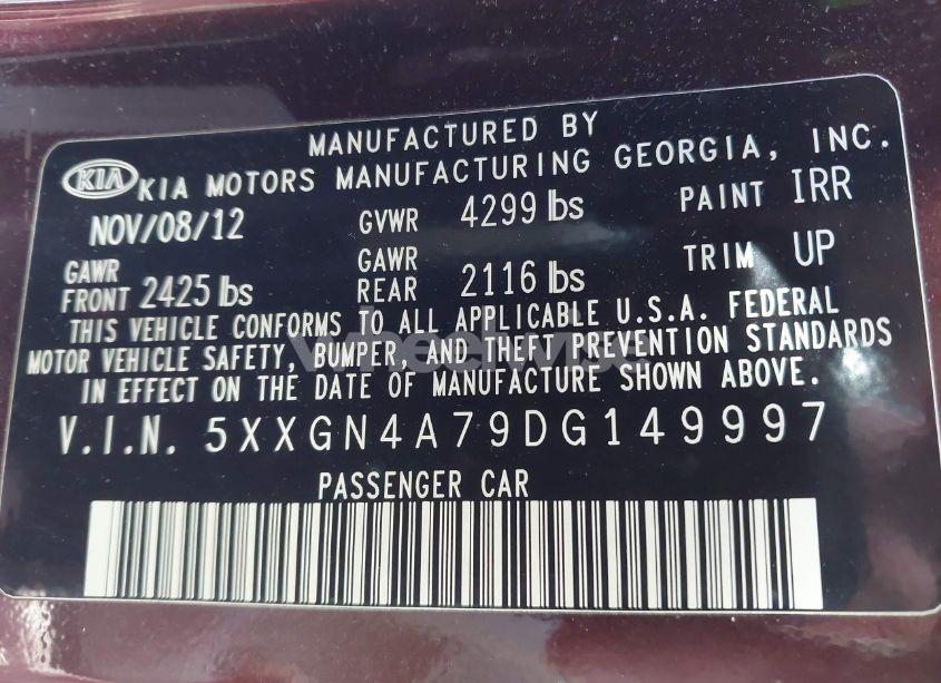 Photo 9 of 2013 Kia Optima EX (VIN 5XXGN4A79DG149997)