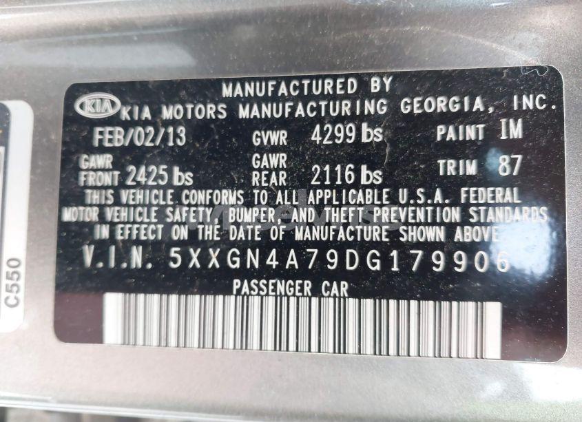 Photo 9 of 2013 Kia Optima EX (VIN 5XXGN4A79DG179906)