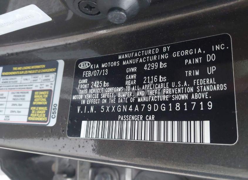 Photo 9 of 2013 Kia Optima EX (VIN 5XXGN4A79DG181719)