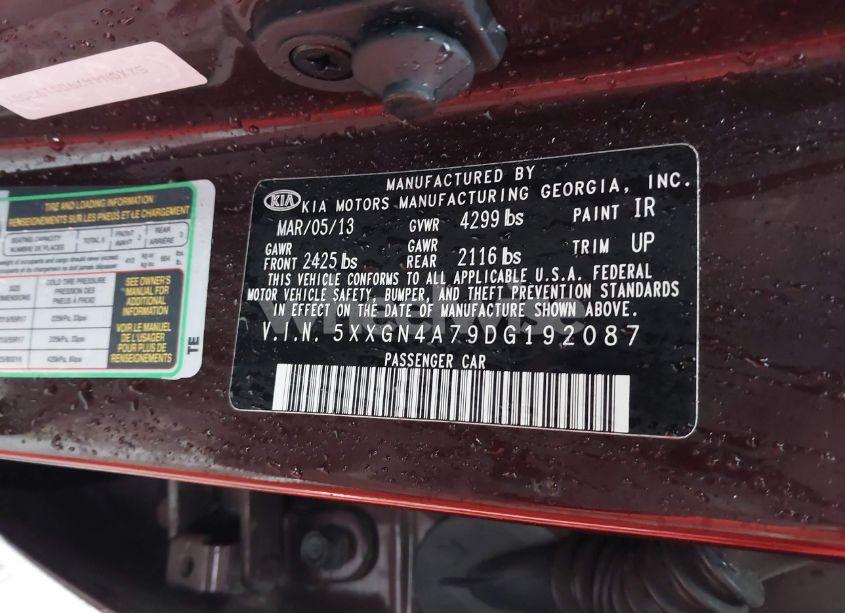 Photo 9 of 2013 Kia Optima EX (VIN 5XXGN4A79DG192087)