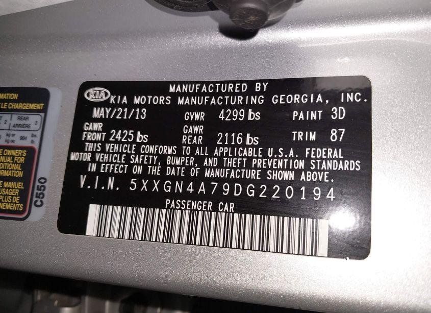 Photo 9 of 2013 Kia Optima EX (VIN 5XXGN4A79DG220194)