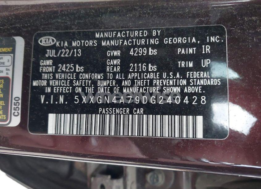 Photo 9 of 2013 Kia Optima EX (VIN 5XXGN4A79DG240428)