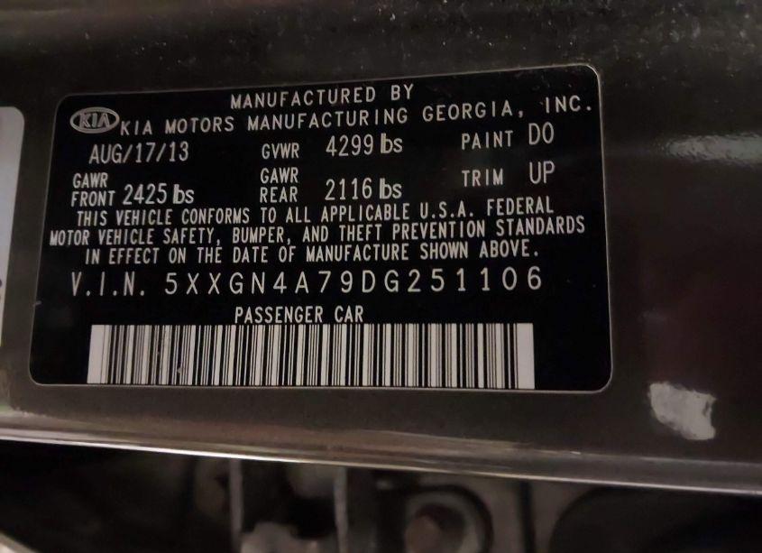 Photo 9 of 2013 Kia Optima EX (VIN 5XXGN4A79DG251106)