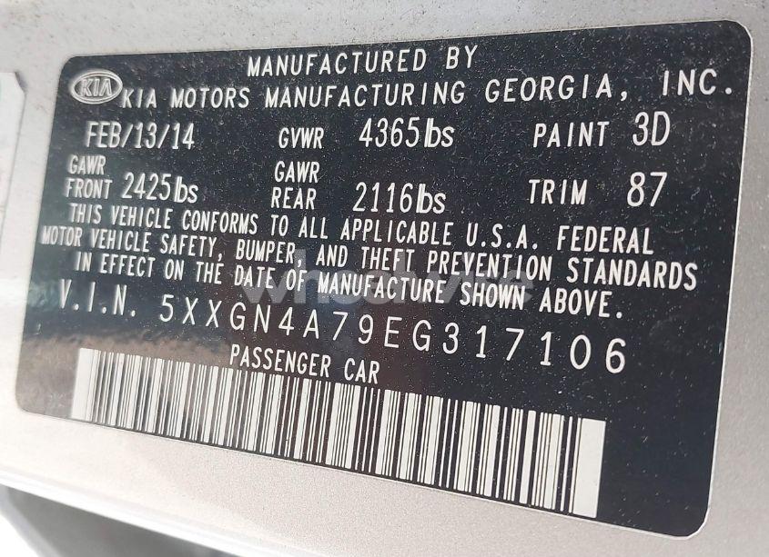 Photo 9 of 2014 Kia Optima EX (VIN 5XXGN4A79EG317106)