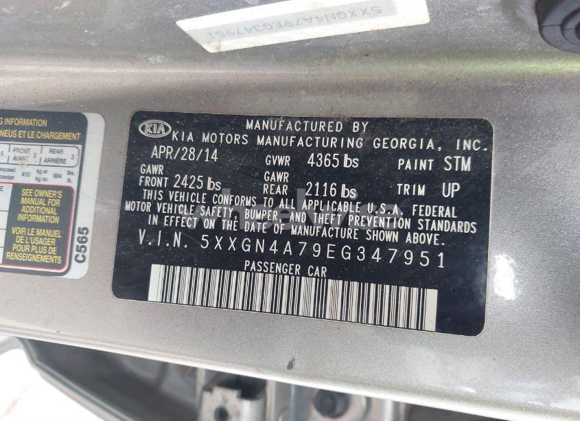 Photo 9 of 2014 Kia Optima EX (VIN 5XXGN4A79EG347951)