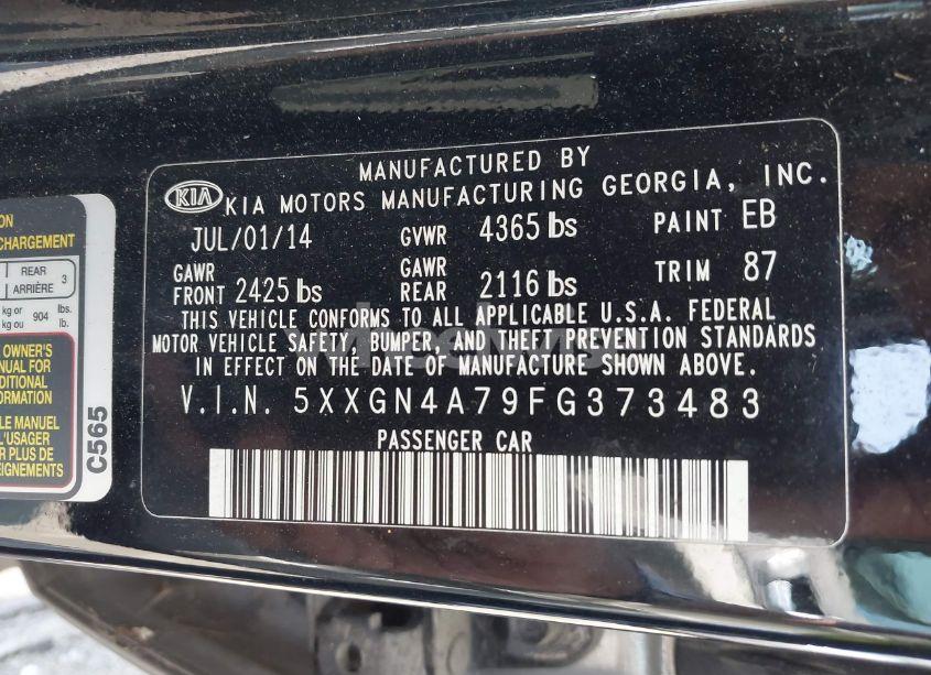 Photo 9 of 2015 Kia Optima EX (VIN 5XXGN4A79FG373483)