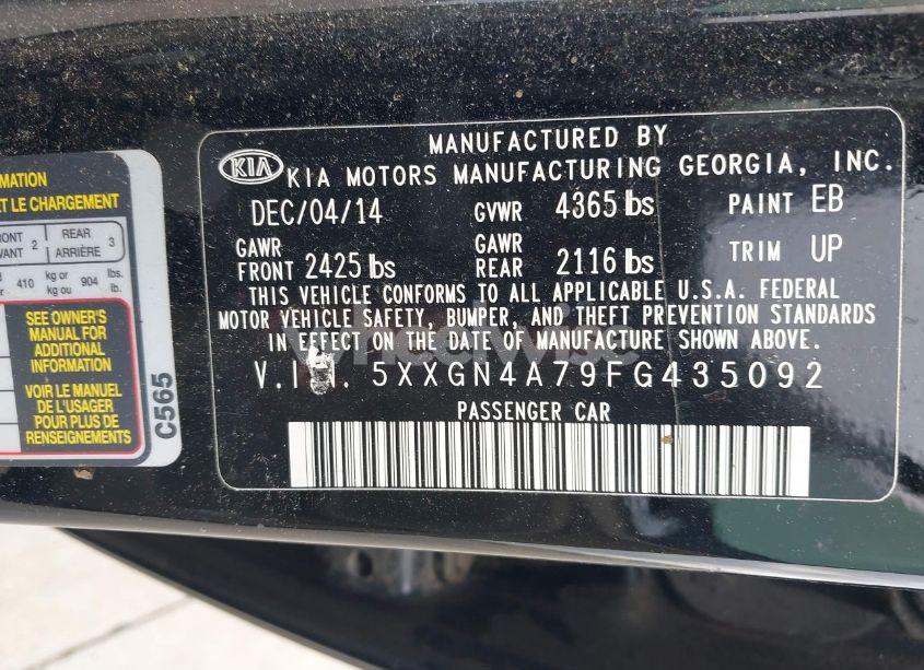 Photo 9 of 2015 Kia Optima EX (VIN 5XXGN4A79FG435092)