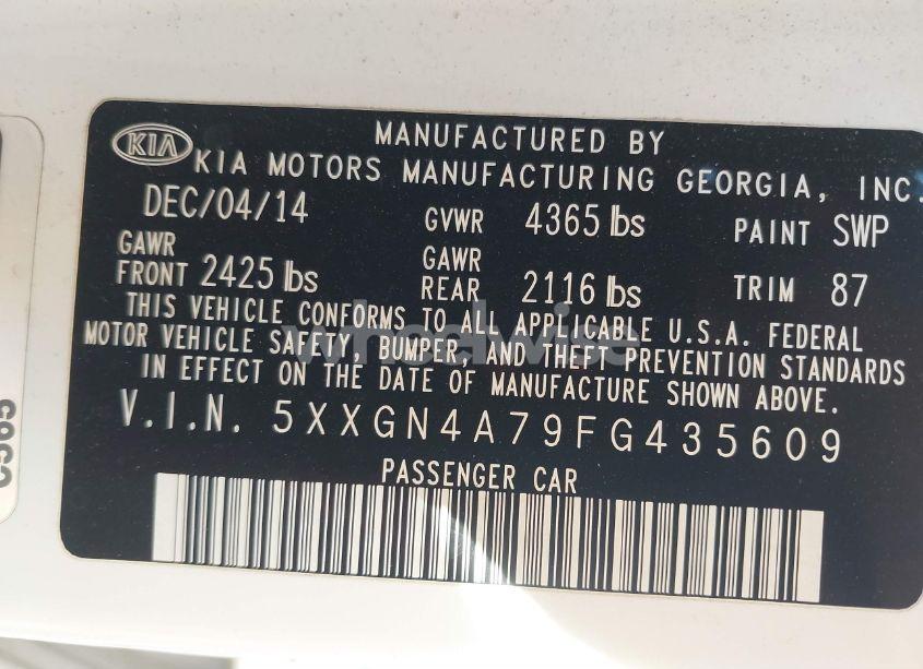 Photo 9 of 2015 Kia Optima EX (VIN 5XXGN4A79FG435609)