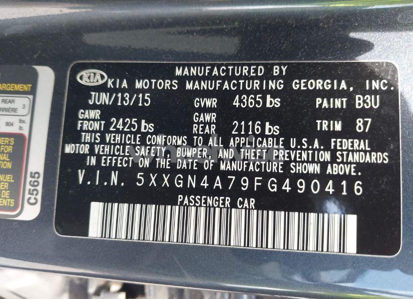 Photo 9 of 2015 Kia Optima EX (VIN 5XXGN4A79FG490416)