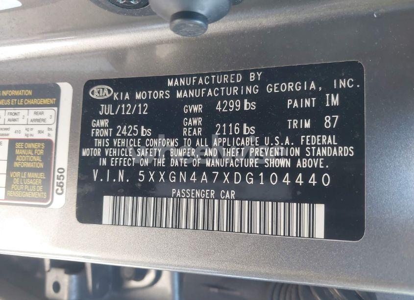 Photo 9 of 2013 Kia Optima EX (VIN 5XXGN4A7XDG104440)