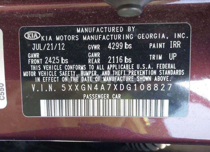 Photo 9 of 2013 Kia Optima EX (VIN 5XXGN4A7XDG108827)