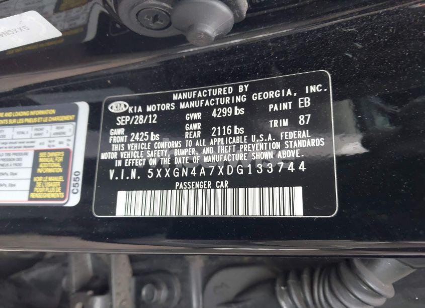 Photo 9 of 2013 Kia Optima EX (VIN 5XXGN4A7XDG133744)