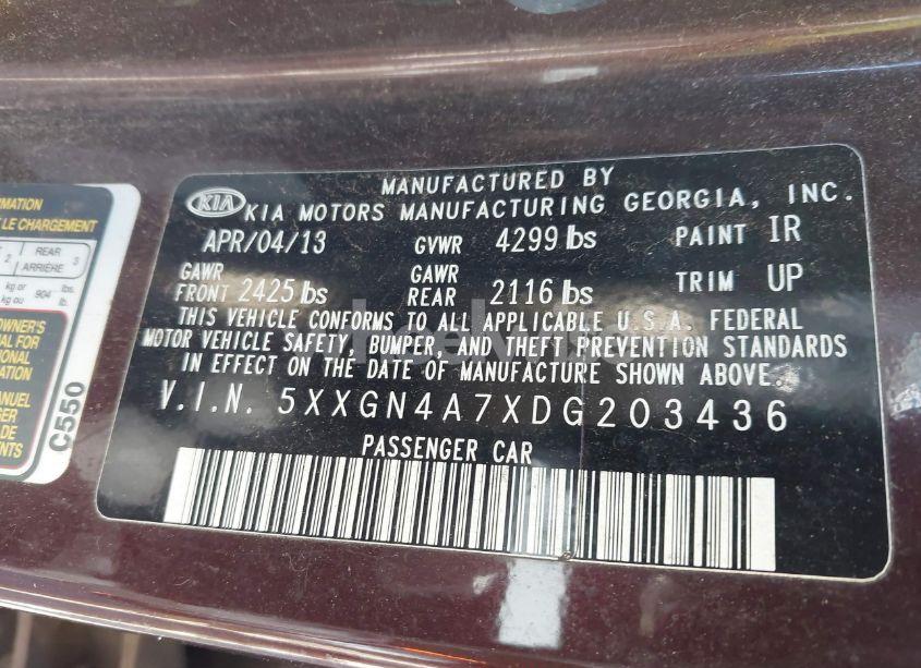 Photo 9 of 2013 Kia Optima EX (VIN 5XXGN4A7XDG203436)