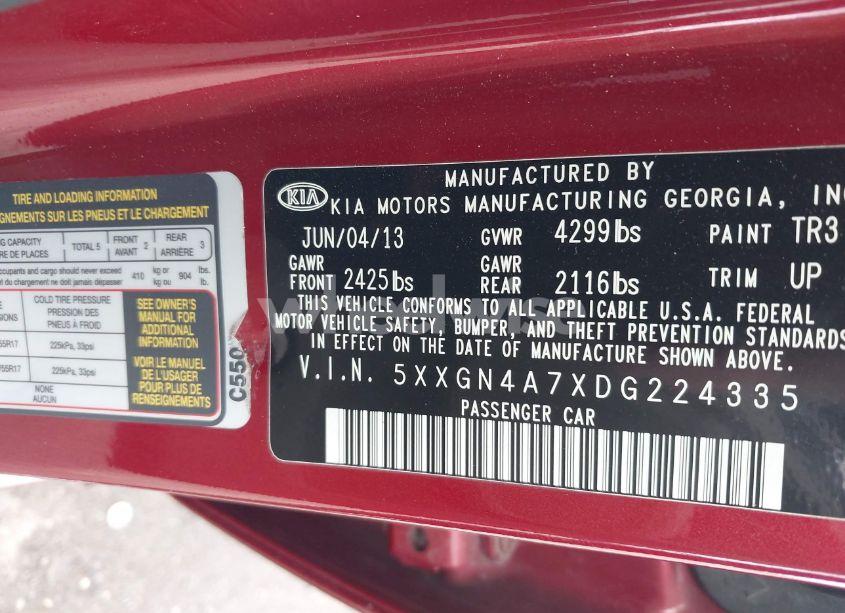 Photo 9 of 2013 Kia Optima EX (VIN 5XXGN4A7XDG224335)