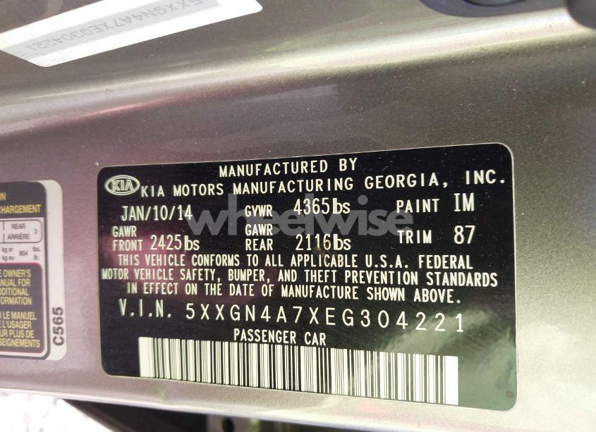 Photo 9 of 2014 Kia Optima EX (VIN 5XXGN4A7XEG304221)