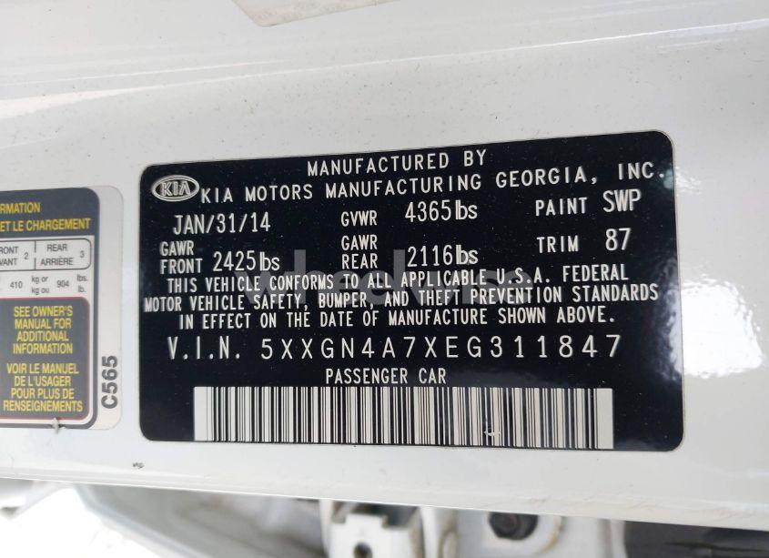 Photo 9 of 2014 Kia Optima EX (VIN 5XXGN4A7XEG311847)