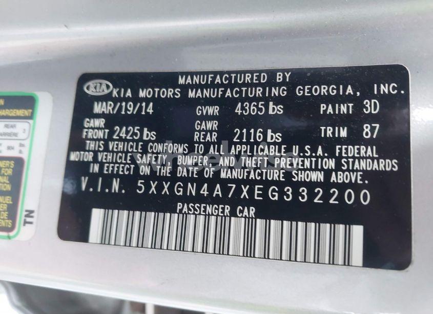 Photo 9 of 2014 Kia Optima EX (VIN 5XXGN4A7XEG332200)