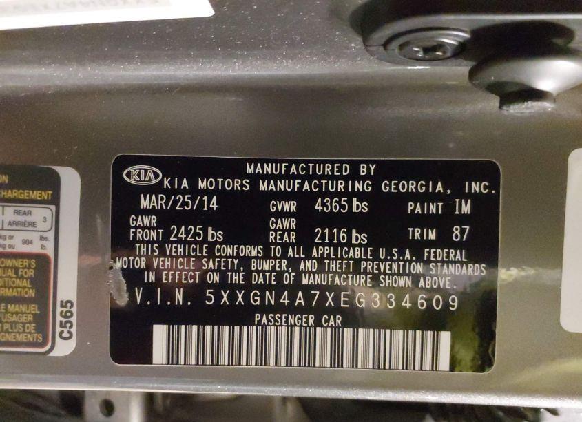 Photo 9 of 2014 Kia Optima EX (VIN 5XXGN4A7XEG334609)