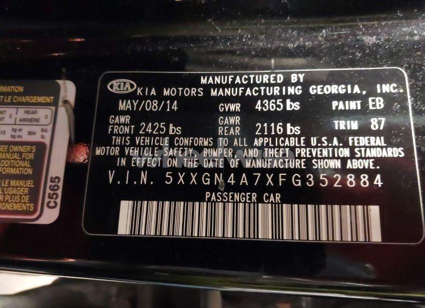 Photo 9 of 2015 Kia Optima EX (VIN 5XXGN4A7XFG352884)