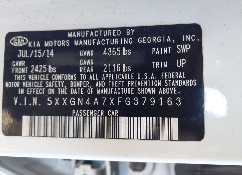 Photo 9 of 2015 Kia Optima EX (VIN 5XXGN4A7XFG379163)