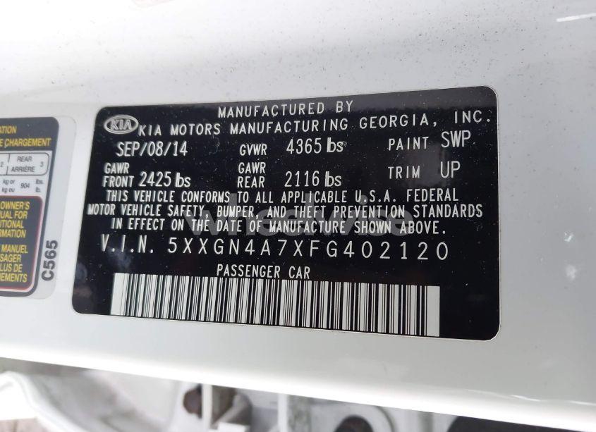 Photo 9 of 2015 Kia Optima EX (VIN 5XXGN4A7XFG402120)