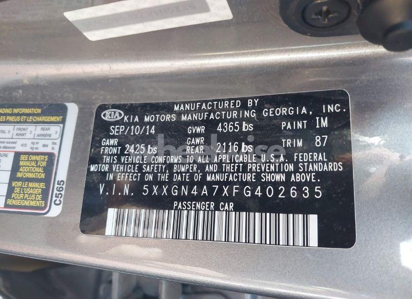Photo 9 of 2015 Kia Optima EX (VIN 5XXGN4A7XFG402635)